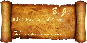 Bárkovics János névjegykártya